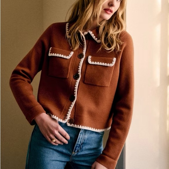 Sezane Jackets & Blazers - Sezane Betty Brown with crochet NWT